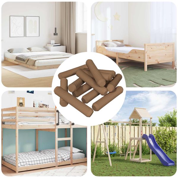 vidaXL Drevené kolíky 12 pcs Hnedá Ø 8 x 35 mm Drevený masív