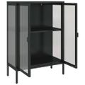 vidaXL Komoda čierna 75x35x105 cm sklo a oceľ