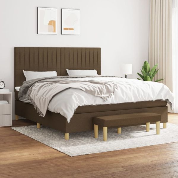 vidaXL Boxspring posteľ s matracom tmavohnedá 180x200 cm látka