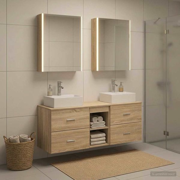 vidaXL Sada kúpeľňového nábytku 5 pcs Dub sonoma