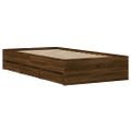 vidaXL Posteľný rám so zásuvkami hnedý dub 90x200 cm kompozitné drevo
