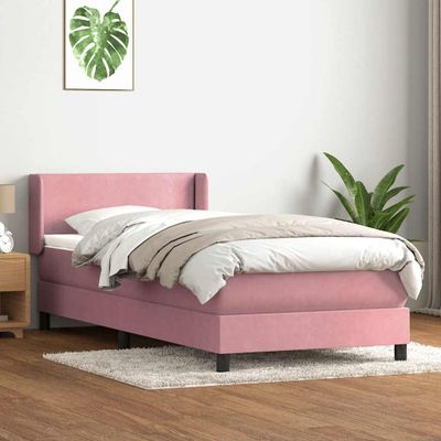 vidaXL Posteľný rám boxsping s matracom ružový 100x210 cm zamat