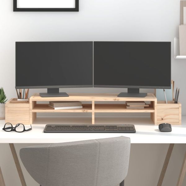 vidaXL Stojan na monitor 100x27,5x15 cm masívna borovica
