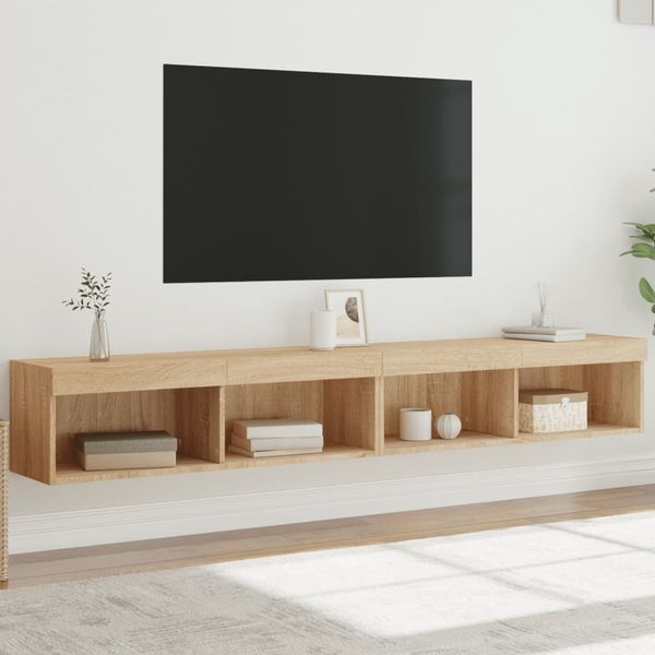 vidaXL TV skrinky s LED svetlami 2 ks dub sonoma 100x30x30 cm