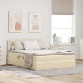 vidaXL Postel s úložným prostorem a matrací Krémová 140 x 190 cm Zamat