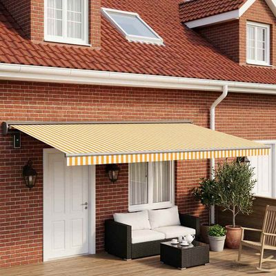 vidaXL Náhradná látka na markízu Žltá a biela 500 × 300 cm Polyester