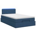 vidaXL Ottoman posteľ s matracom a LED Modrá 120 x 190 cm Látka