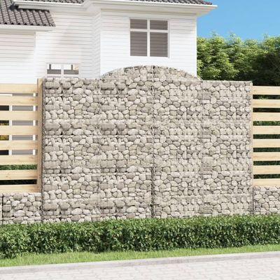 vidaXL Oblúkový gabionový kôš 7 ks 300x30x220/240cm pozinkované železo