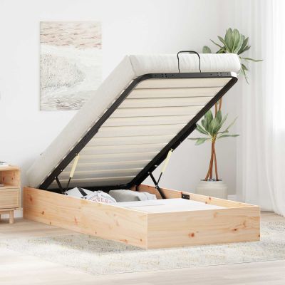 vidaXL Posteľový rám s úložným priestorom Prírodná 90 x 190 cm