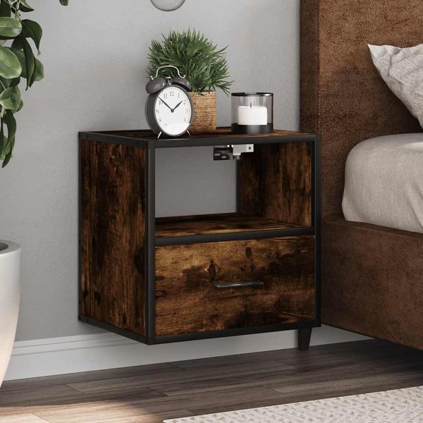vidaXL Nástenné nočné stolíky 2 ks dymový dub 40x31x39,5 cm