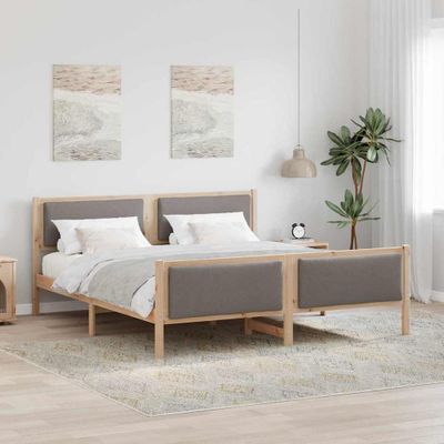 vidaXL Rám postele s čelnou doskou Sivohnedá 200 x 200 cm látka