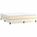 vidaXL Posteľný rám s boxspringom krémový 180x200 cm umelá koža