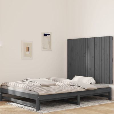 vidaXL Nástenné čelo postele sivé 127,5x3x90 cm masívna borovica