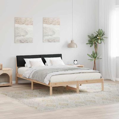vidaXL Rám postele Hnedá a čierna 140 x 200 cm Borovicový masív