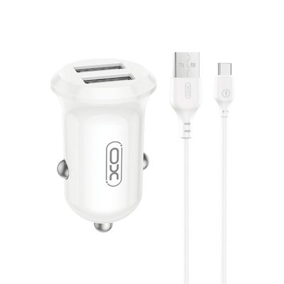 XO nabíjačka do auta CC67 12W 2x USB čierna + USB - USB-C kábel