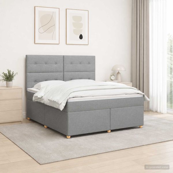 vidaXL Posteľ boxspring s matracom Svetlosivá 140 x 200 cm Látka