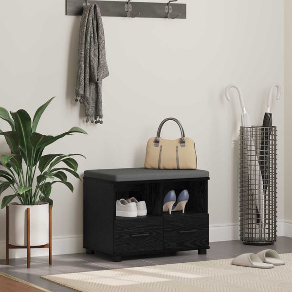 vidaXL Predsieňová lavica s vankúšom Čierny Dub 60 x 38 x 46 cm