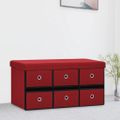 vidaXL Skladacia úložná lavica vínovo červená 76x38x38 cm umelý ľan
