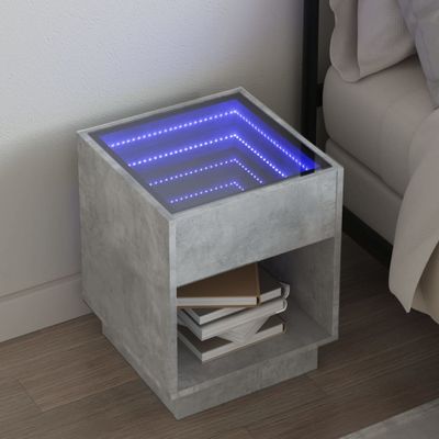 vidaXL Konferenčný stolík s nekonečnými LED betónovosivý 40x40x50 cm