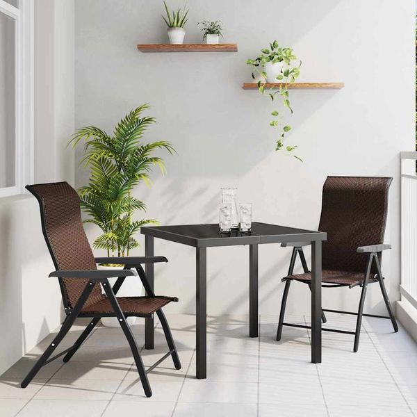 vidaXL Záhradný jedálenský set 3 pcs Hnedá