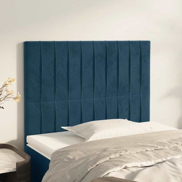 vidaXL Čelo postele tmavomodré 100x5x118/128 cm zamatové