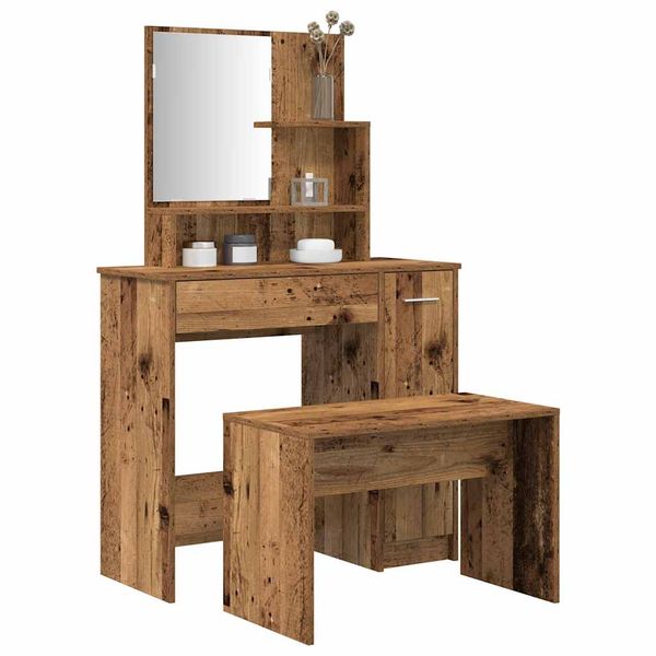 VidaXL súprava toaletného stolíka Old Wood Engineered Wood