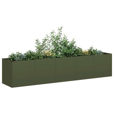 VidaXL kvetináč Olive Green 200x40x40 cm Oceľ valcovaná za studena
