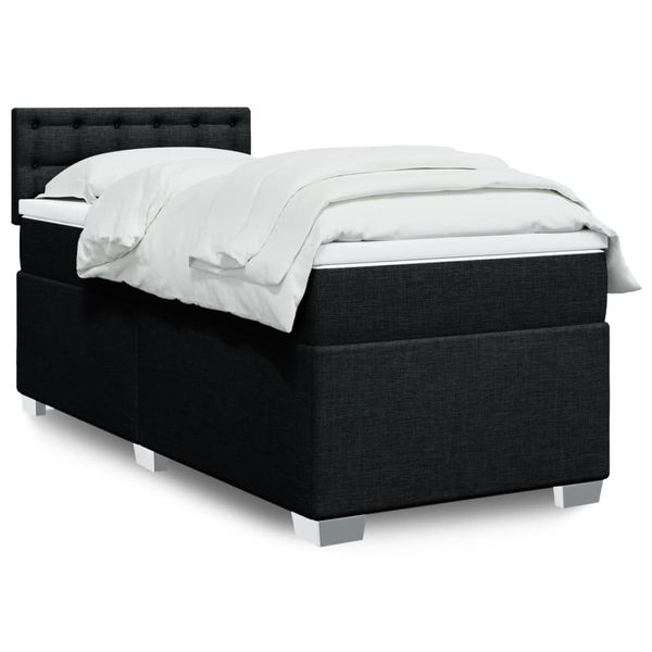 vidaXL Posteľný rám boxspring s matracom čierny 90x200 cm látka