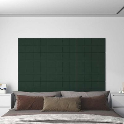 vidaXL Nástenné panely 12 ks tmavozelené 60x30 cm látka 2,16 m²