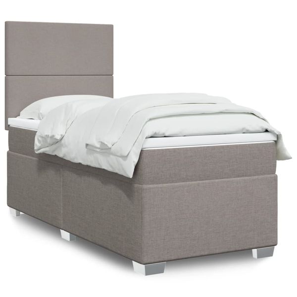 vidaXL Posteľný rám boxsping s matracom sivohnedý 90x200 cm látka
