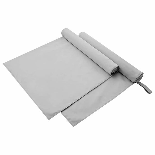 vidaXL Športové uteráky 2 pcs Sivá 180 x 90 cm Polyester a polyamid