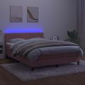vidaXL Posteľný rám boxsping s matracom a LED ružový 140x200 cm zamat