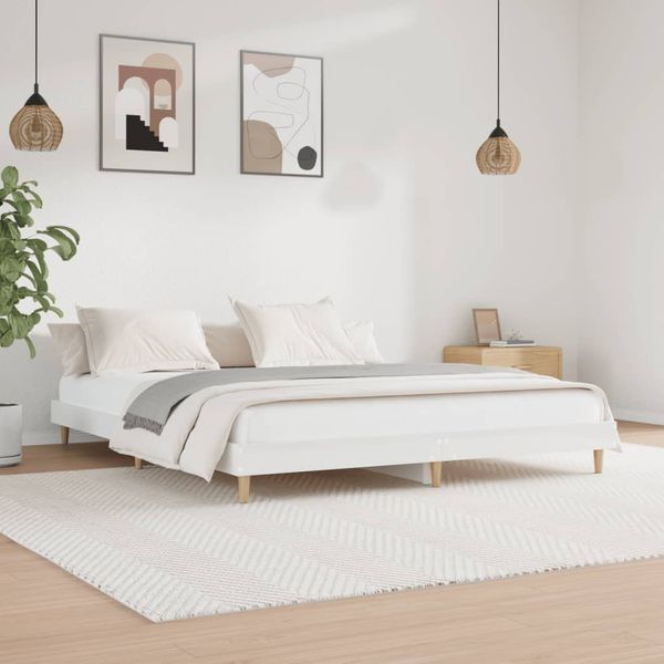 vidaXL Posteľný rám lesklý biely 150x200 cm kompozitné drevo