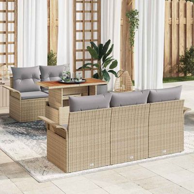 vidaXL Súprava záhradných pohoviek 6 pcs Beige a svetlo šedá polyratan