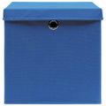 vidaXL Úložné boxy s vekom 10 ks, modré 32x32x32 cm, látka