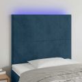vidaXL Čelo postele s LED tmavomodré 100x5x118/128 cm zamat