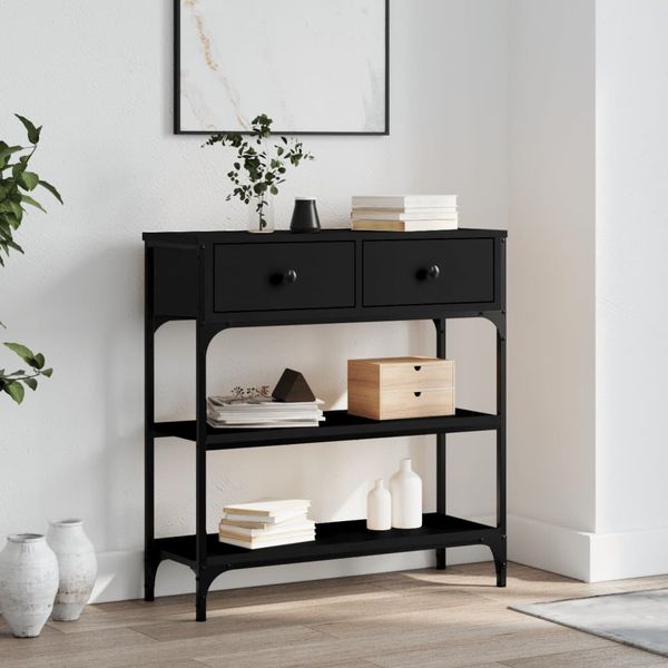 vidaXL Konzolový stolík čierny 72,5x25x75 cm kompozitné drevo