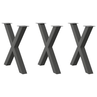 vidaXL Nohy k jedálenskému stolu v tvare X, 3 ks, antracitové, 80 x (72-73) cm, oceľ
