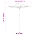 vidaXL Záhradný slnečník Ø 180 x 230 cm Bambus Okrúhly Tmavosivá