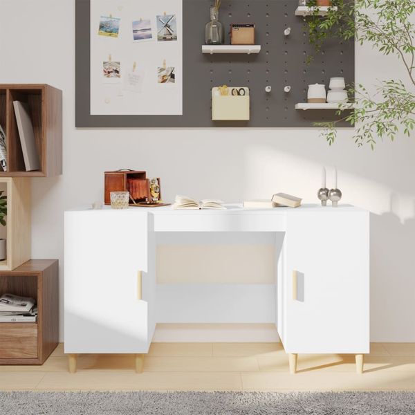 vidaXL Stôl biely 140x50x75 cm spracované drevo