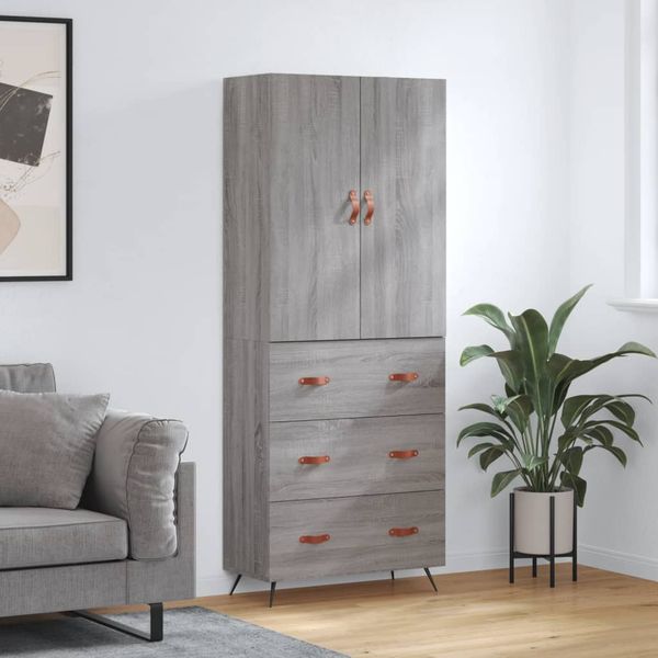vidaXL Vysoká skrinka sivý dub sonoma 69,5x34x180 cm spracované drevo
