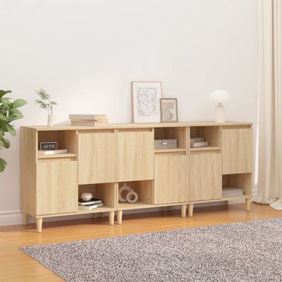 vidaXL Komody 3 ks dub sonoma 60x35x70 cm kompozitné drevo