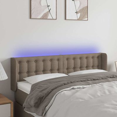 vidaXL Čelo postele s LED sivohnedé 147x16x78/88 cm látka
