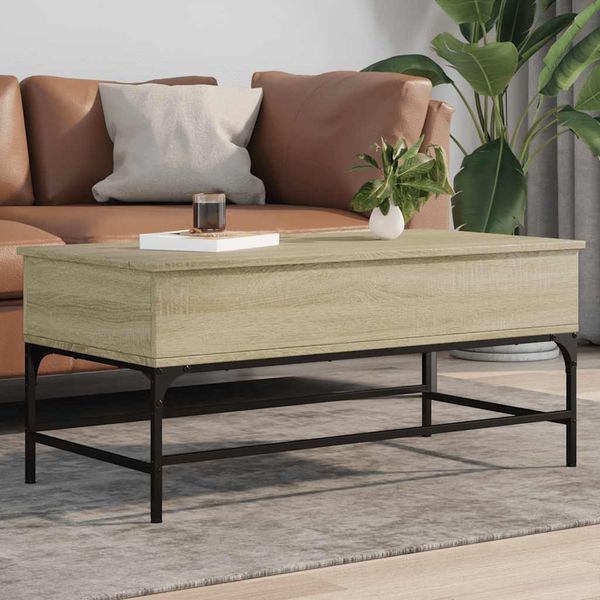 vidaXL Konferenčný stolík, dub sonoma 100x50x45cm kompozitné drevo+kov
