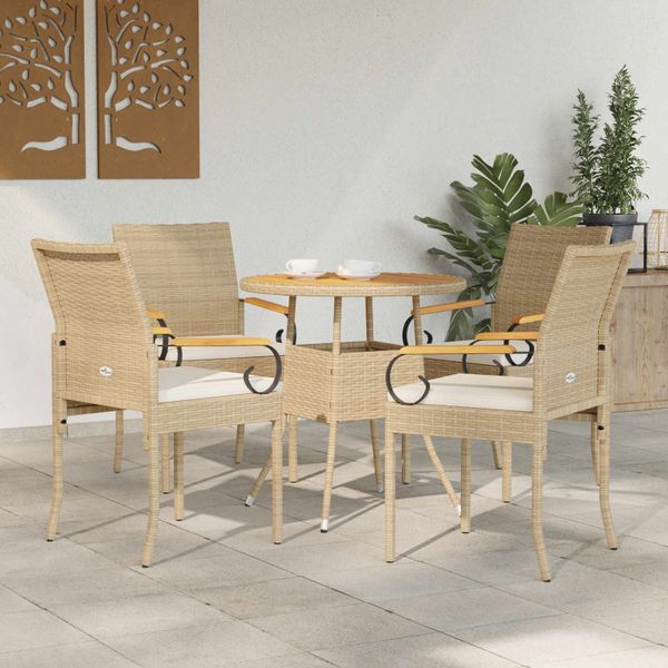 vidaXL Záhradné kreslá s vankúšom 4 pcs Bežová a smotanovo biela