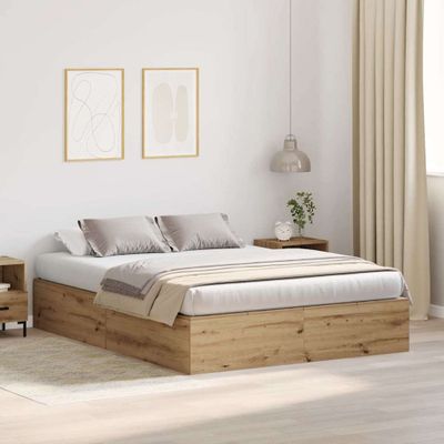 vidaXL Rám postele s úložným prostorem Remeselný dub 150 x 200 cm