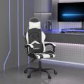 vidaXL Otočná herná stolička čierna a biela umelá koža