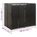 vidaXL Ohrada na dva odpadkové koše čierna 140x80x117 cm polyratan