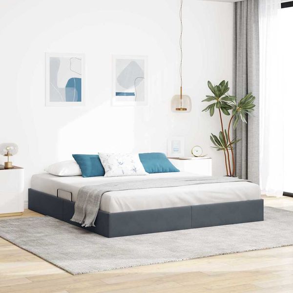 vidaXL Úložná posteľ s úložiskom Tmavosivá 193 x 203 cm Zamat