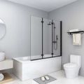 vidaXL Skladací sprchový kút 3 panely 130x138 cm ESG čierny